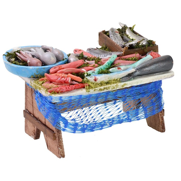 Fishmonger's stand 11x8x6h cm for Nativity scene