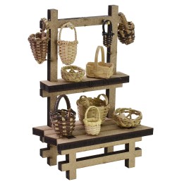 Bancarella con cestini cm 10,5x5,5x15 h per Presepe