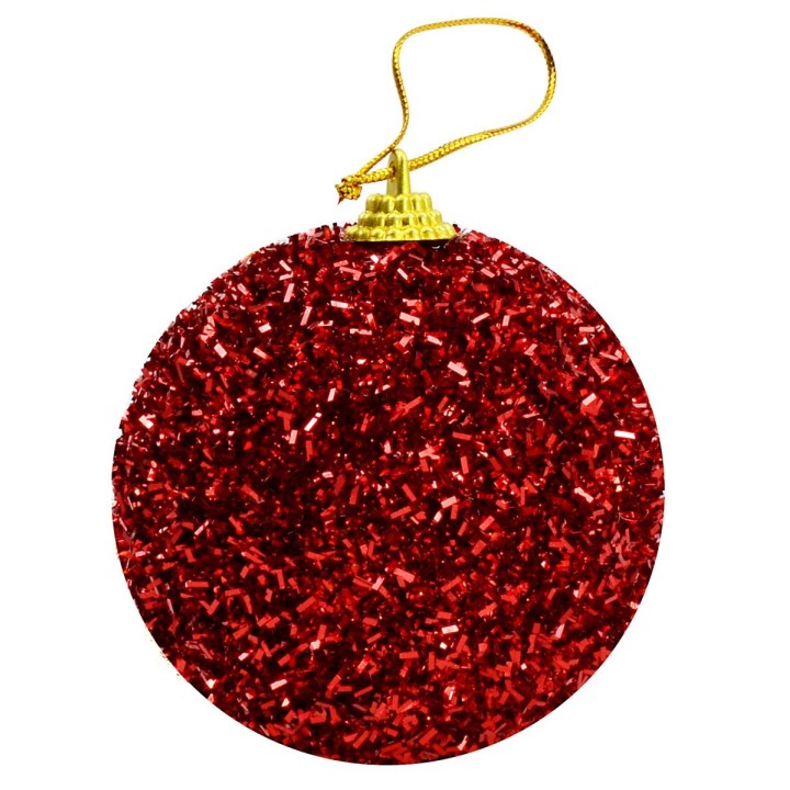 Bola roja con briznas y purpurina ø 6 cm Navidad