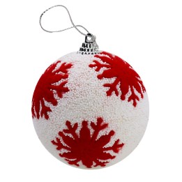 Ball with white microspheres and flake of red snow ø 8 cm