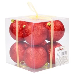 Sep 8 red balls glittered ø 8 cm per Christmas tree