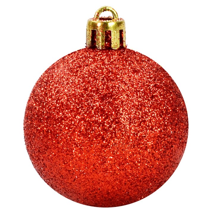Juego de 8 bolas rojas brillantes ø 8 cm para árbol de Navidad