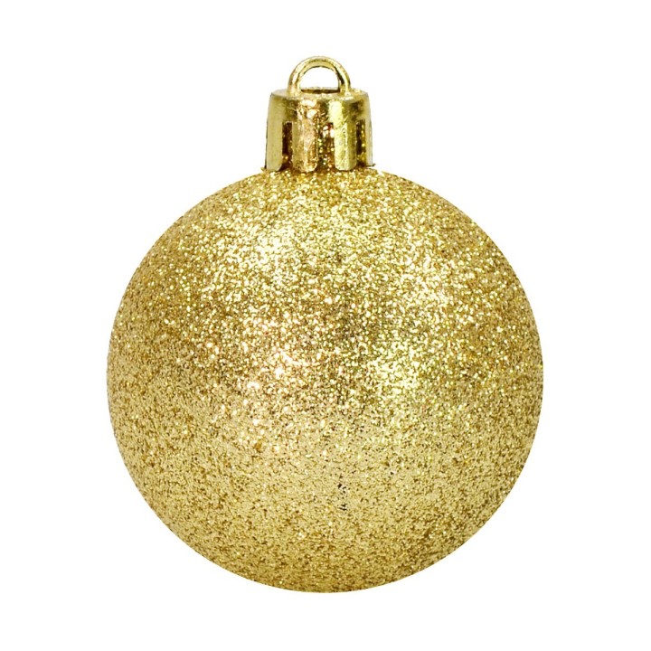 Set 24 palline oro brillantato ø 4 cm per albero di Natale