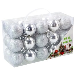 Set 30 palline argento ø 5 cm per albero di Natale