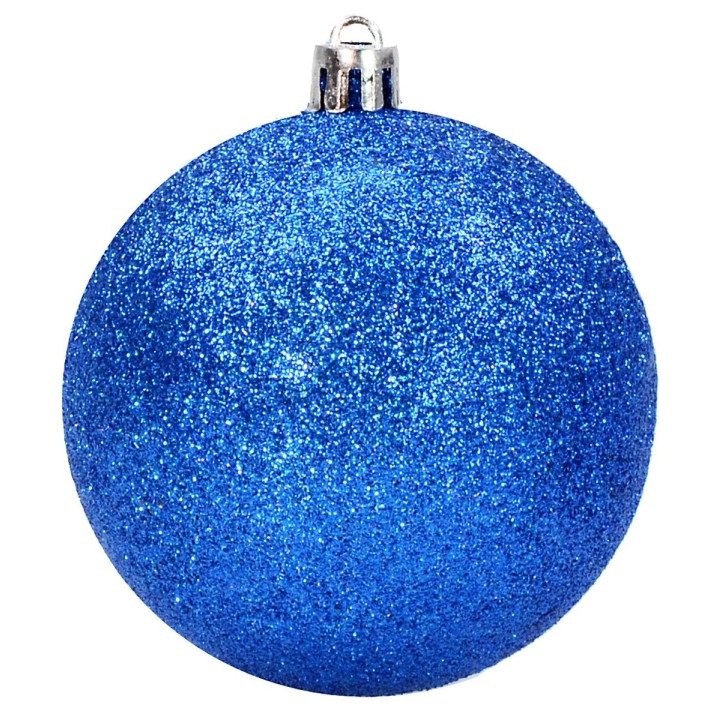 Sep 8 blue balls glittered ø 8 cm per Christmas tree
