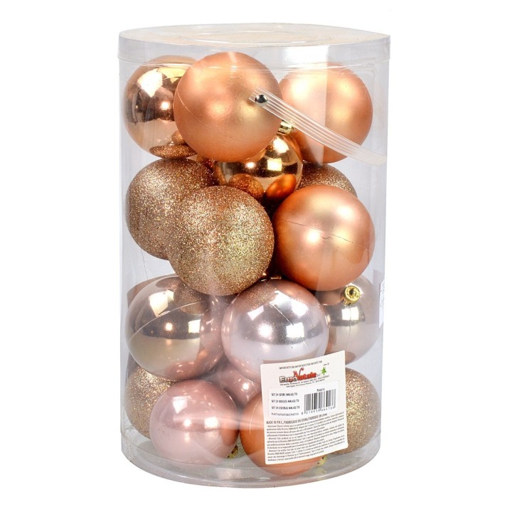 Set 24 palline rosa pescato ø 6-7 cm per albero di natale per