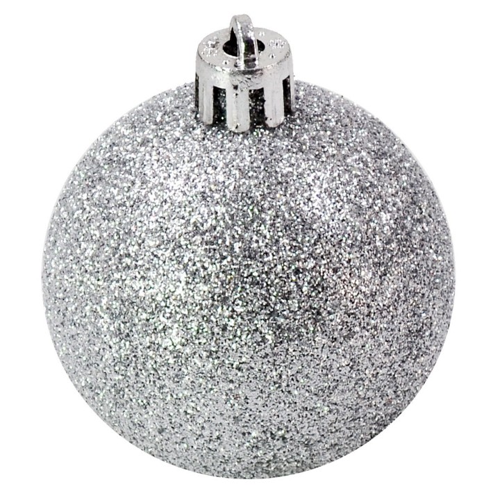Sep 3 silver balls with glitter ø 12 cm per Christmas tree