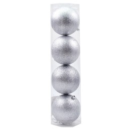 Juego de 4 bolas plateadas ø 10 cm para árbol de Navidad