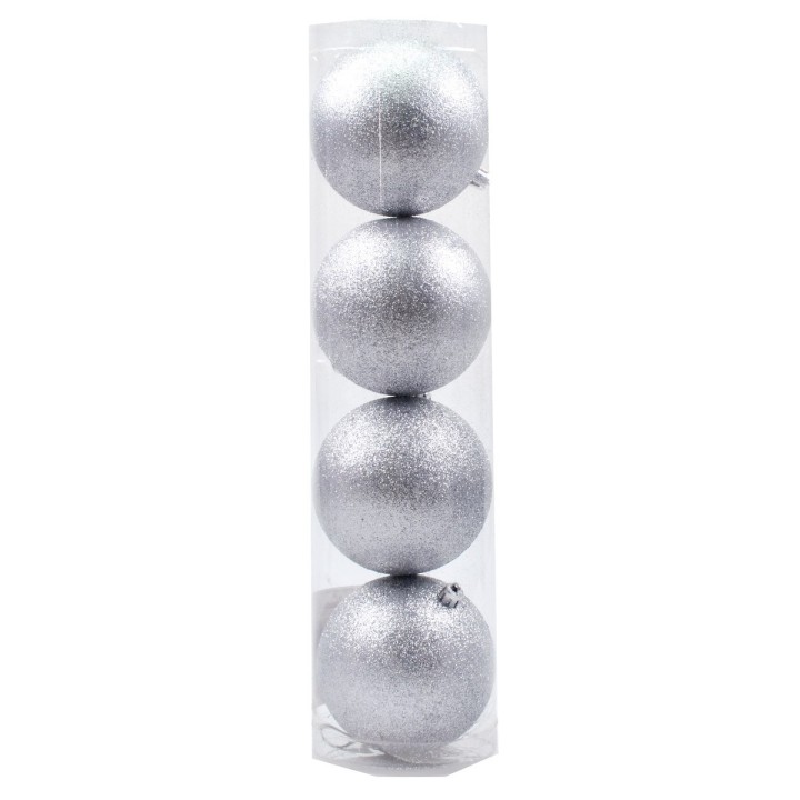Juego de 4 bolas plateadas ø 10 cm para árbol de Navidad