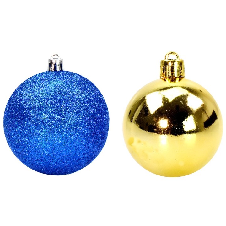 Juego de 6 bolas azul y oro de ø 10 cm para árbol de Navidad