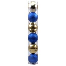 Set 6 palline blu e oro ø 10 cm per albero di Natale