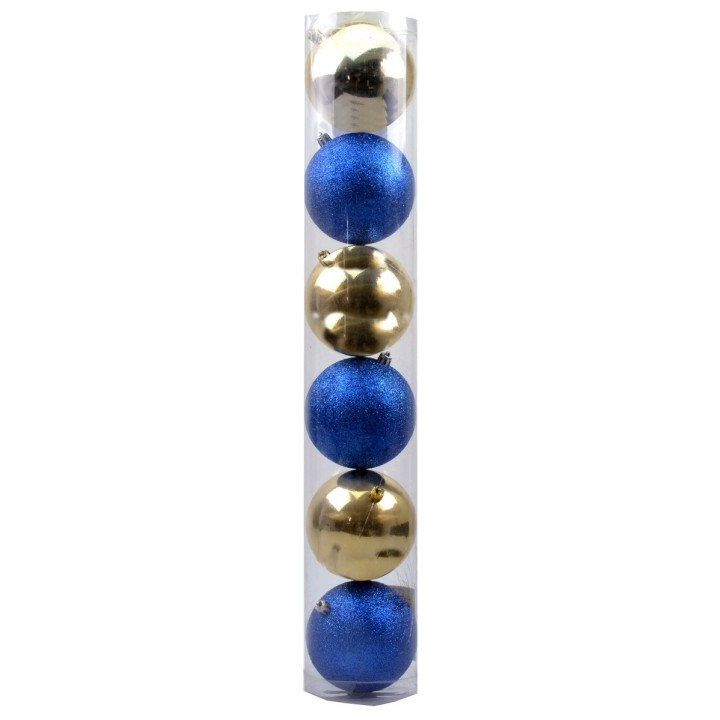 Set 6 palline blu e oro ø 10 cm per albero di Natale