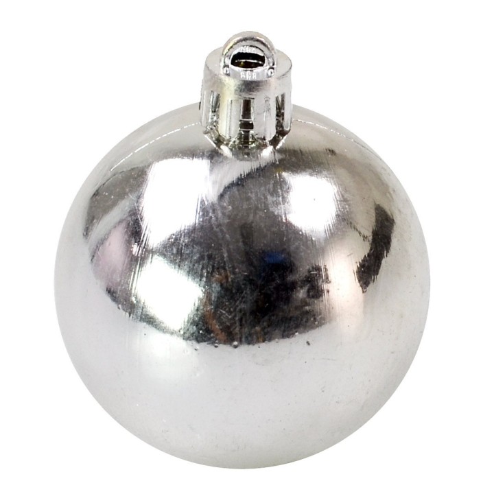Juego de 6 bolas plateadas ø 10 cm para árbol de Navidad