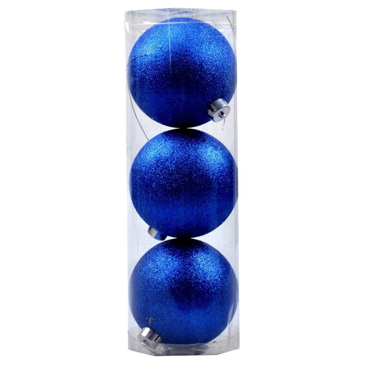 Juego de 3 bolas azules con brillo ø 12 cm para árbol de Navidad