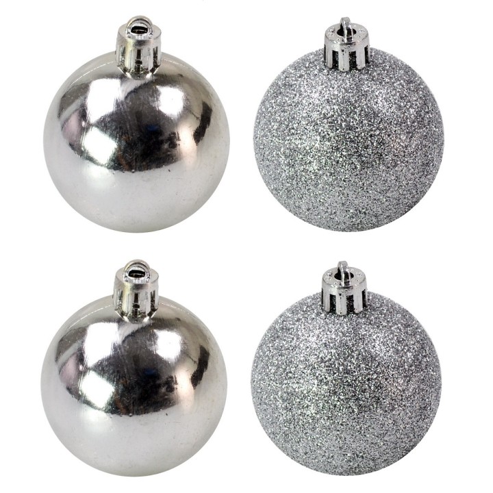 Juego de 4 bolas plateadas ø 5 cm para árbol de Navidad