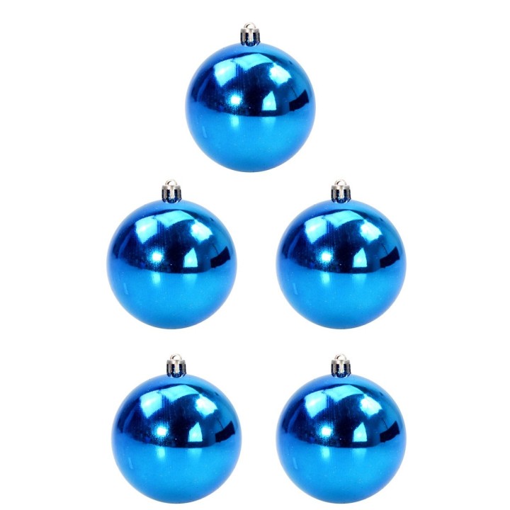 Conjunto de 5 bolas azules ø 4 cm para árbol de Navidad