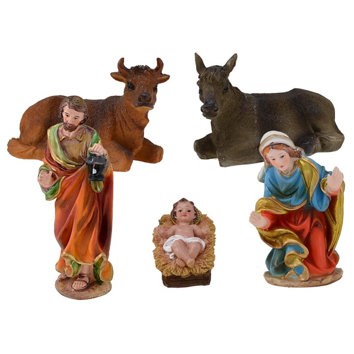 Conjunto de Natividad para belén, 5 personajes en resina, serie
