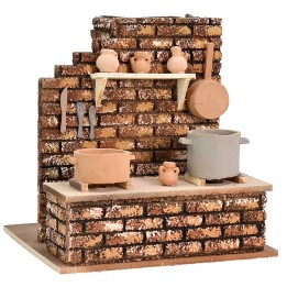 Cocina con olla que hierve y fuego cm 13,5x17x21 h.