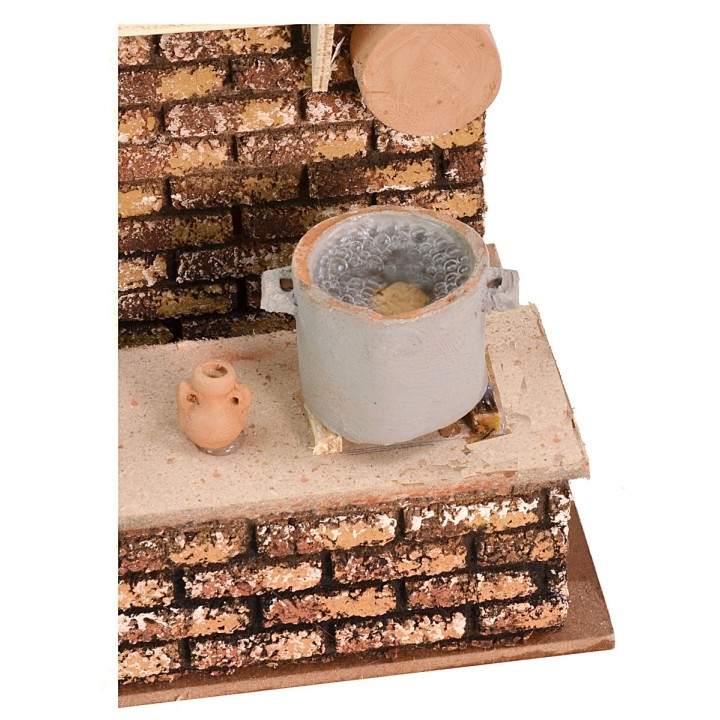 Cucina con pentola che bolle e fuoco cm 13,5x17x21 h.