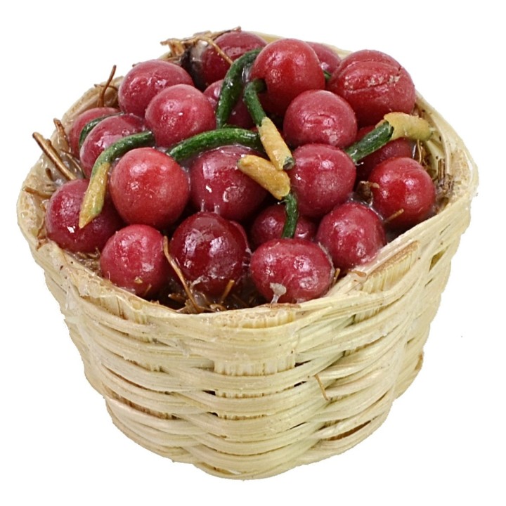 Cesta de mimbre con cerezas ø 2,5x2 h cm