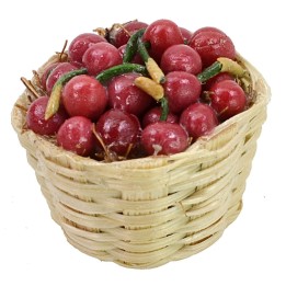 Cesta de mimbre con cerezas ø 2,5x2 h cm