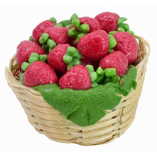 Cestino in vimini con fragole ø 2,5x2 h cm