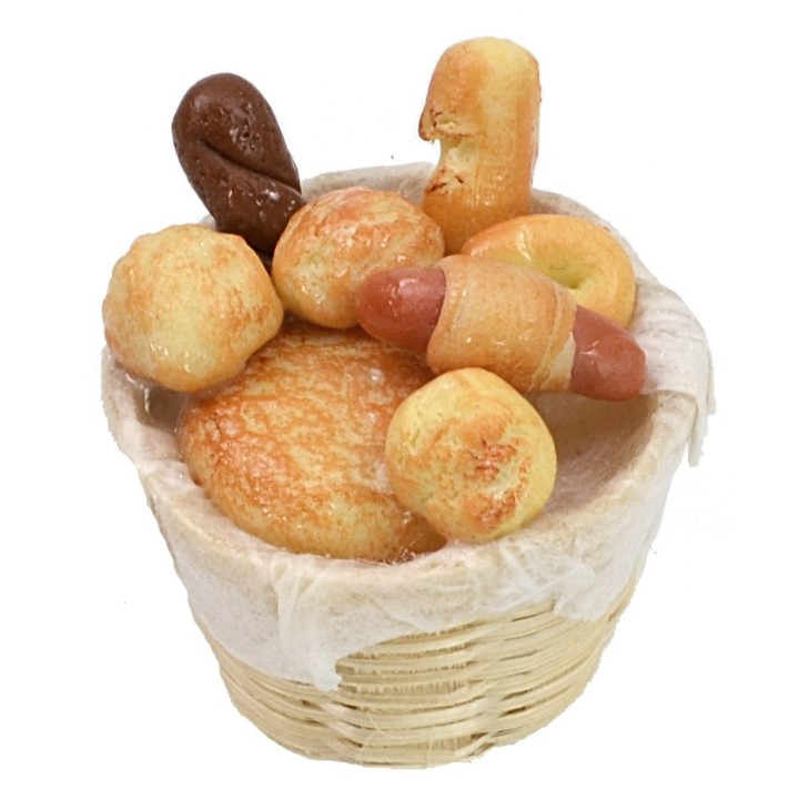Cestino in vimini con pane assortito ø 2,8x3 h cm