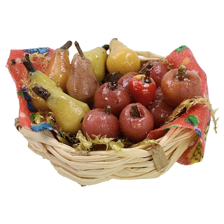 Cesto di vimini con frutta assortita in cera ø 5x3 h cm