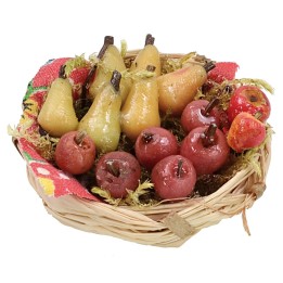 Cesto di vimini con frutta assortita in cera ø 5x3 h cm