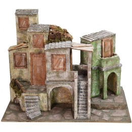 Pueblo con casas y tiendas cm 50x30x38,5 h
