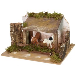 Recinto con mucche e verso sonoro 20x14x10,5 h cm