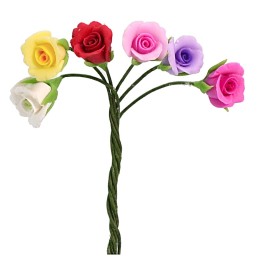 Mazzo di 6 rose in vari colori 7 cm