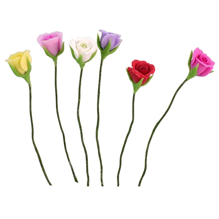 Ramo de 6 rosas en varios colores 7 cm