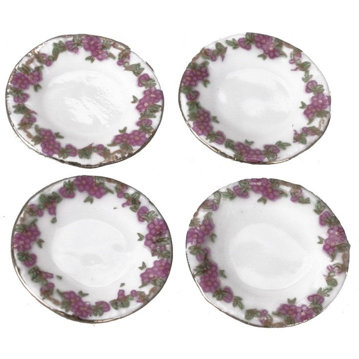Juego de 4 platos de cerámica con borde decorado ø 2 cm