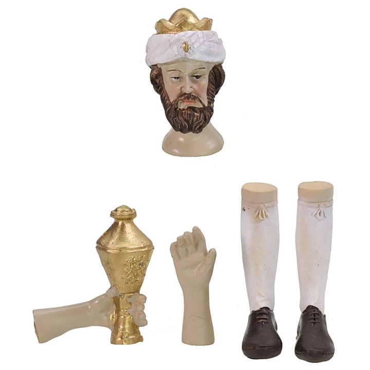 Testa, mani, piedi Tre Re Magi statue cm 14-15 h