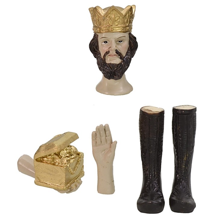 Testa, mani, piedi Tre Re Magi statue cm 14-15 h
