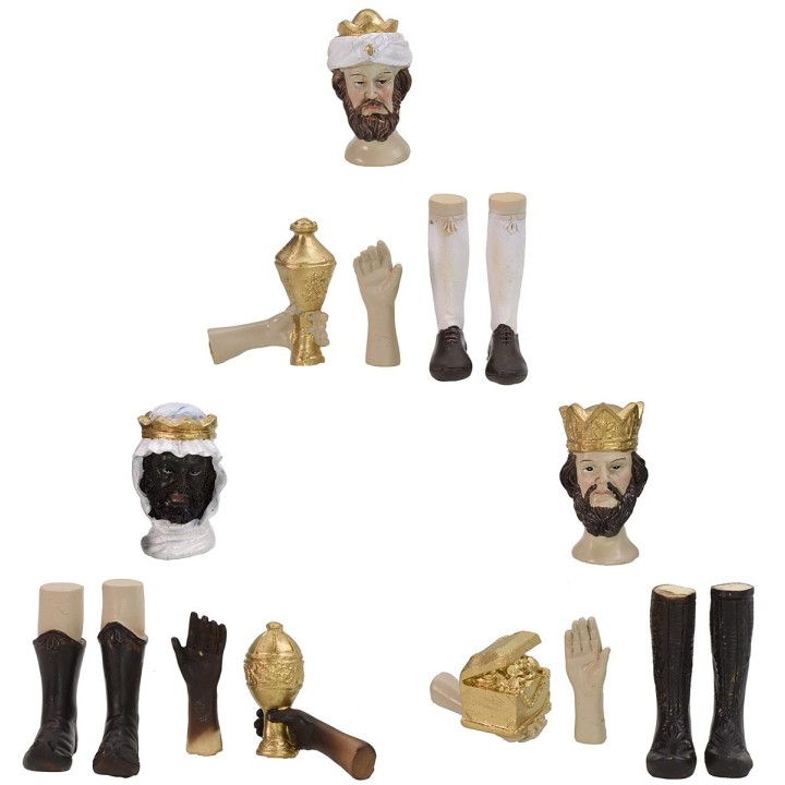 Head, hands, feet Three Magi statues cm 14-15 h