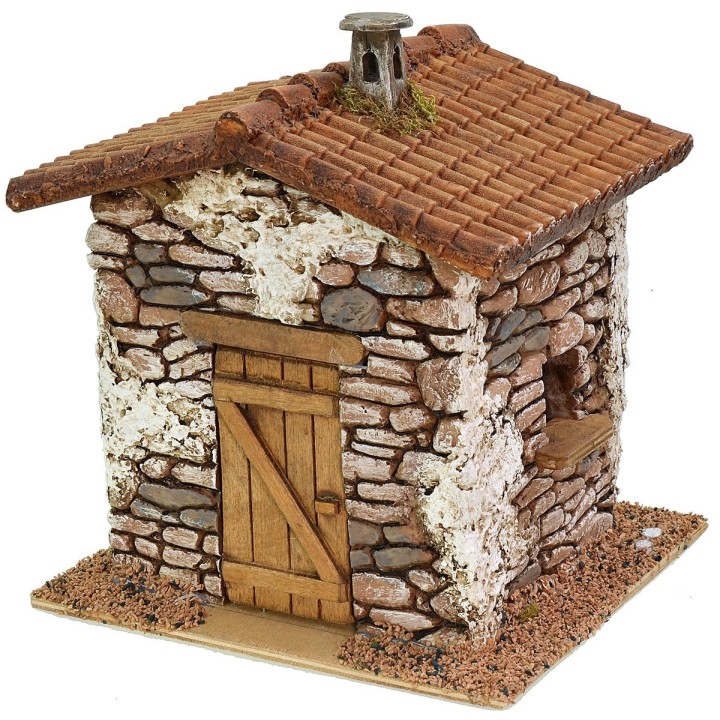 Resin house with fireplace cm 15x14,5x17 h for statues of 8-10