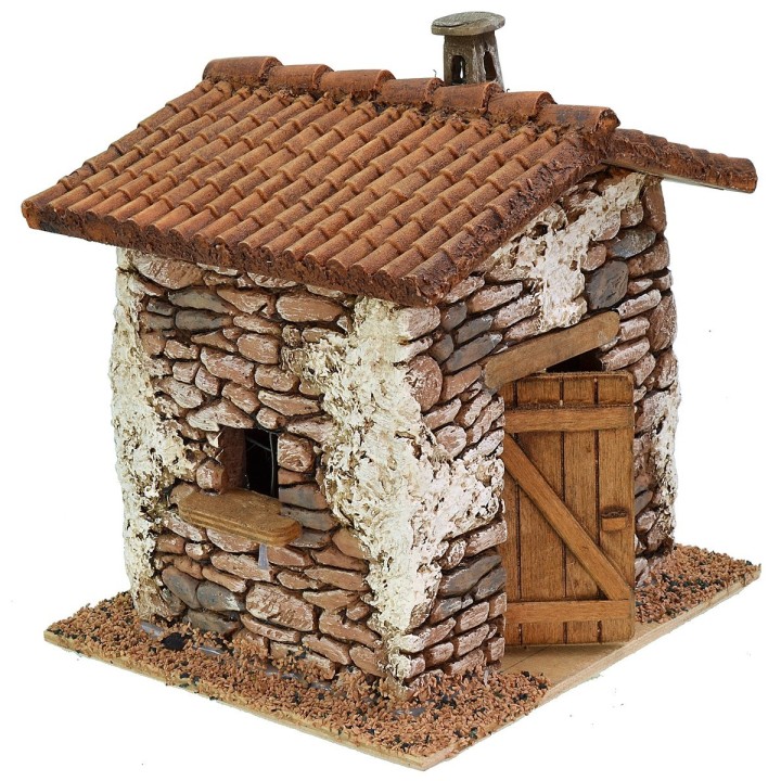 Resin house with fireplace cm 19,5x16,6x22 h for statues of 10