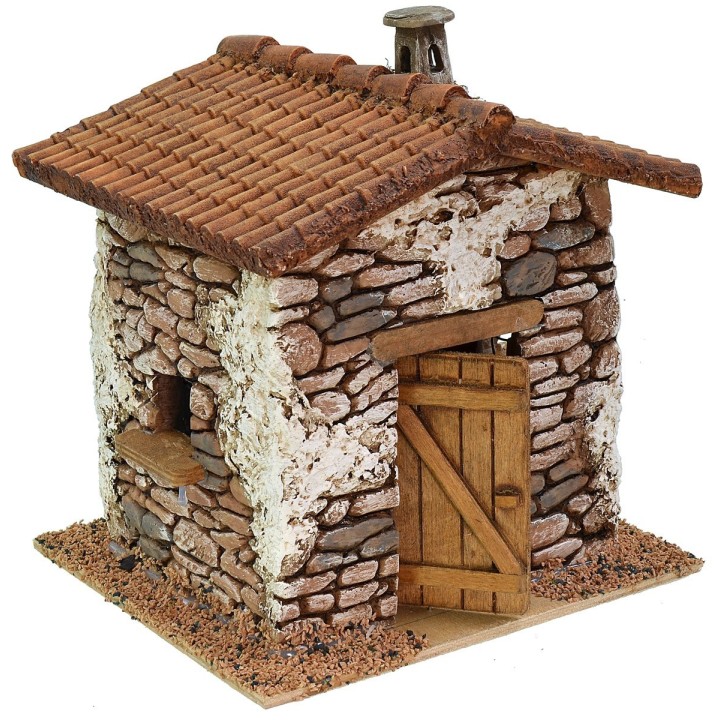 Resin house with fireplace cm 19,5x16,6x22 h for statues of 10