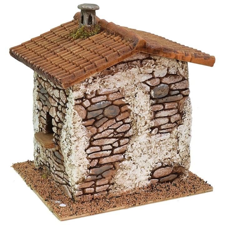 Resin house with fireplace cm 19,5x16,6x22 h for statues of 10