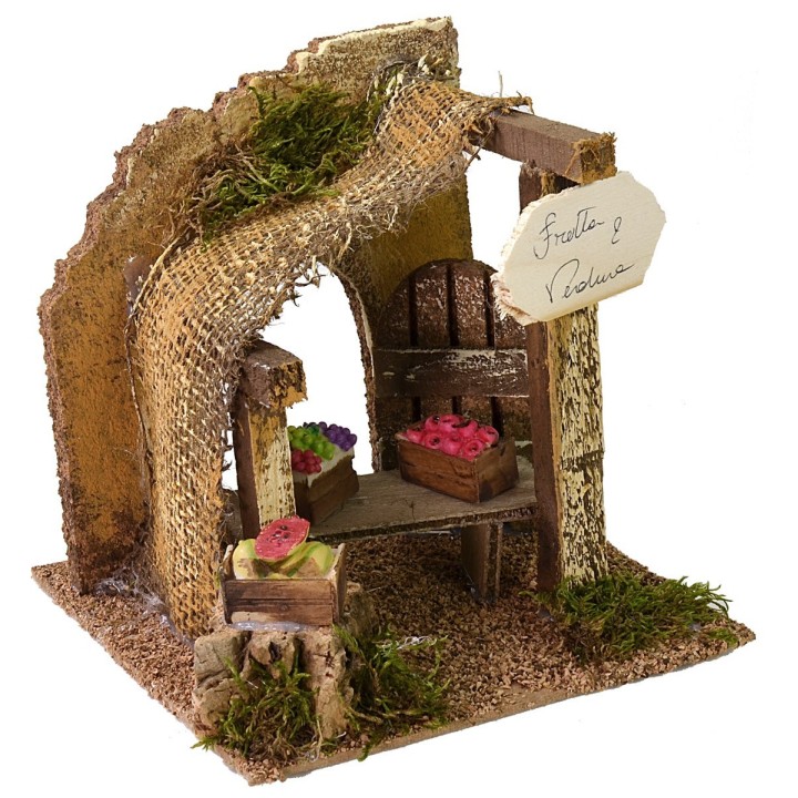 Bottega del fruttivendolo cm 15,5x15,5x15,5 h per presepe