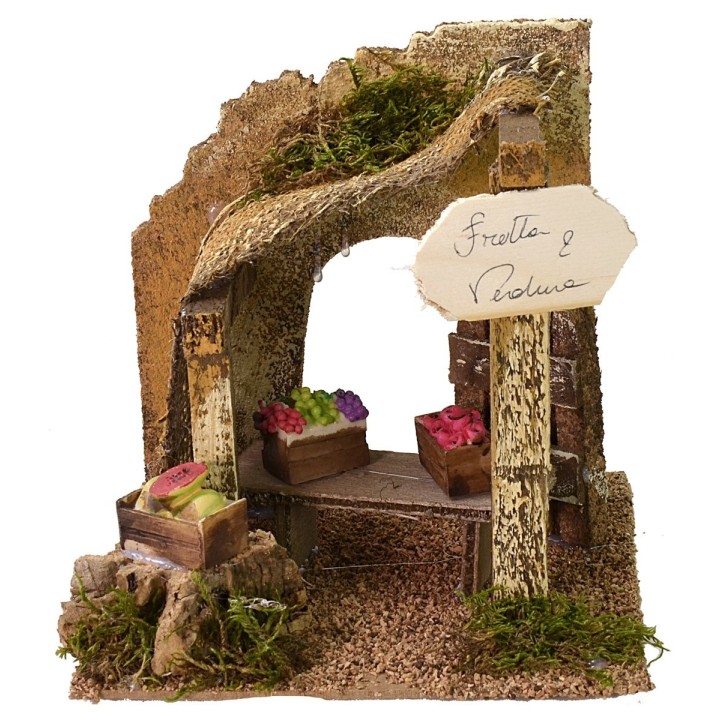 Bottega del fruttivendolo cm 15,5x15,5x15,5 h per presepe