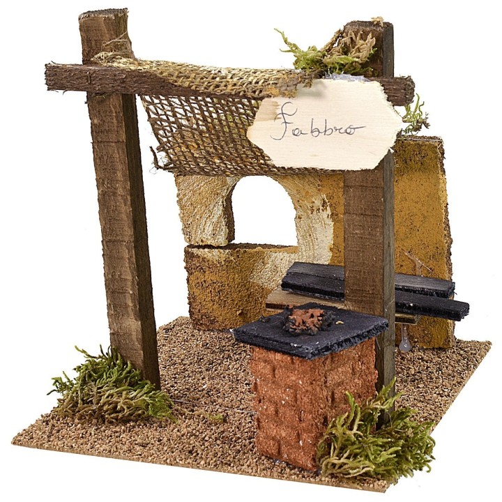 Blacksmith shop with curtain cm 15,5x15,5x17 h