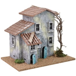 Casa per presepe con albero cm 24,5x16x21 h