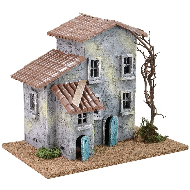 Casa per presepe con albero cm 24,5x16x21 h