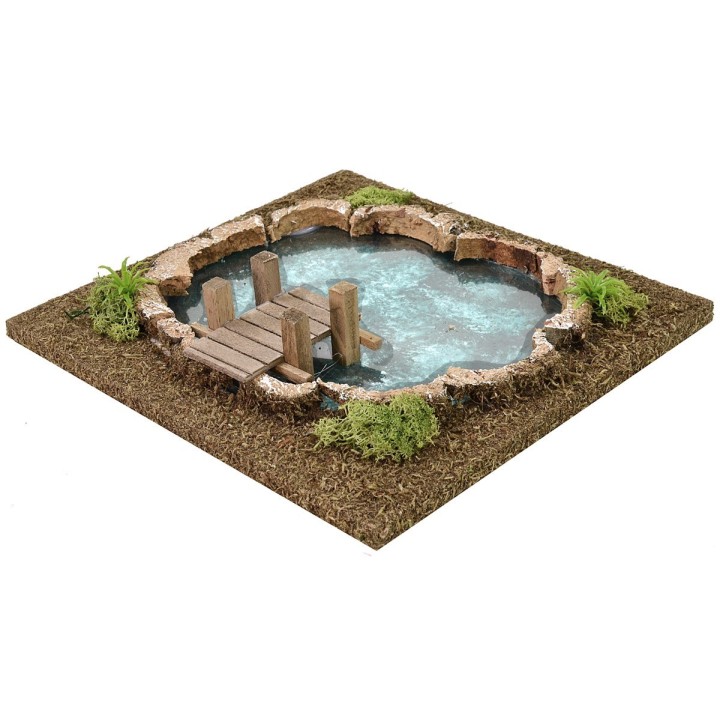 Lago con pontile effetto profondità per presepe cm 25x23x5 h