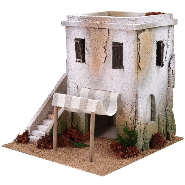 Casa araba con bottega e scalinata cm 28x28x28 h