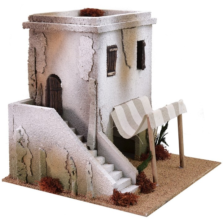 Casa araba con bottega e scalinata cm 28x28x28 h
