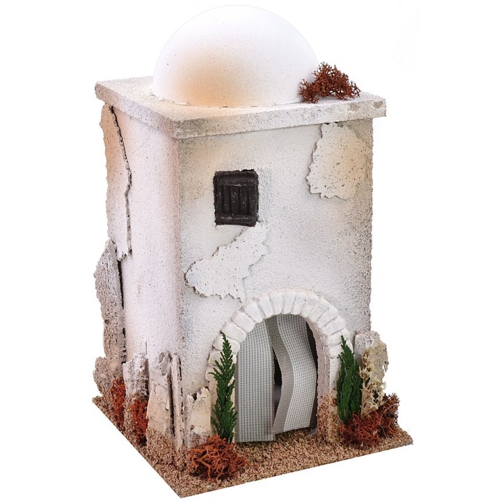 Casa árabe con cúpula y arco de 15x15x26 cm h.